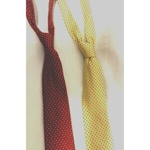 Palatina  Mens Necktie Red Yellow Diamond Pattern 100% Imported Silk Vintage